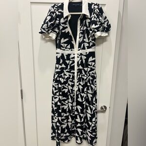 English Factory Black and White Midi Dress